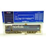 Corgi 1/50 Diecast Truck Issue Comprising No. 76402 Scania Curtainside in livery of Norfolk Line.