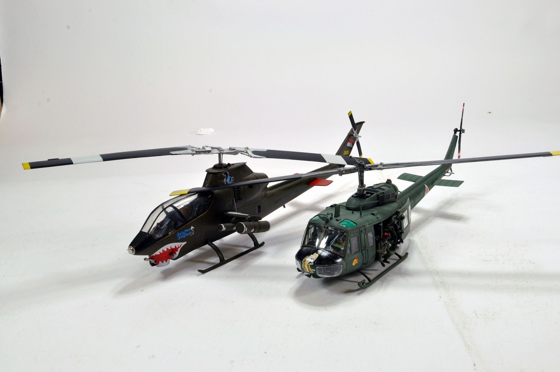 Handbuilt Plastic Impressive Aircraft Model comprising Army Helicopter Duo. (2)