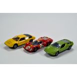 Mebetoys (Italy) 1/43 No. A47 Lamborghini URRACO in scarce yellow, Politoys No. 574 Ferrari P4 and