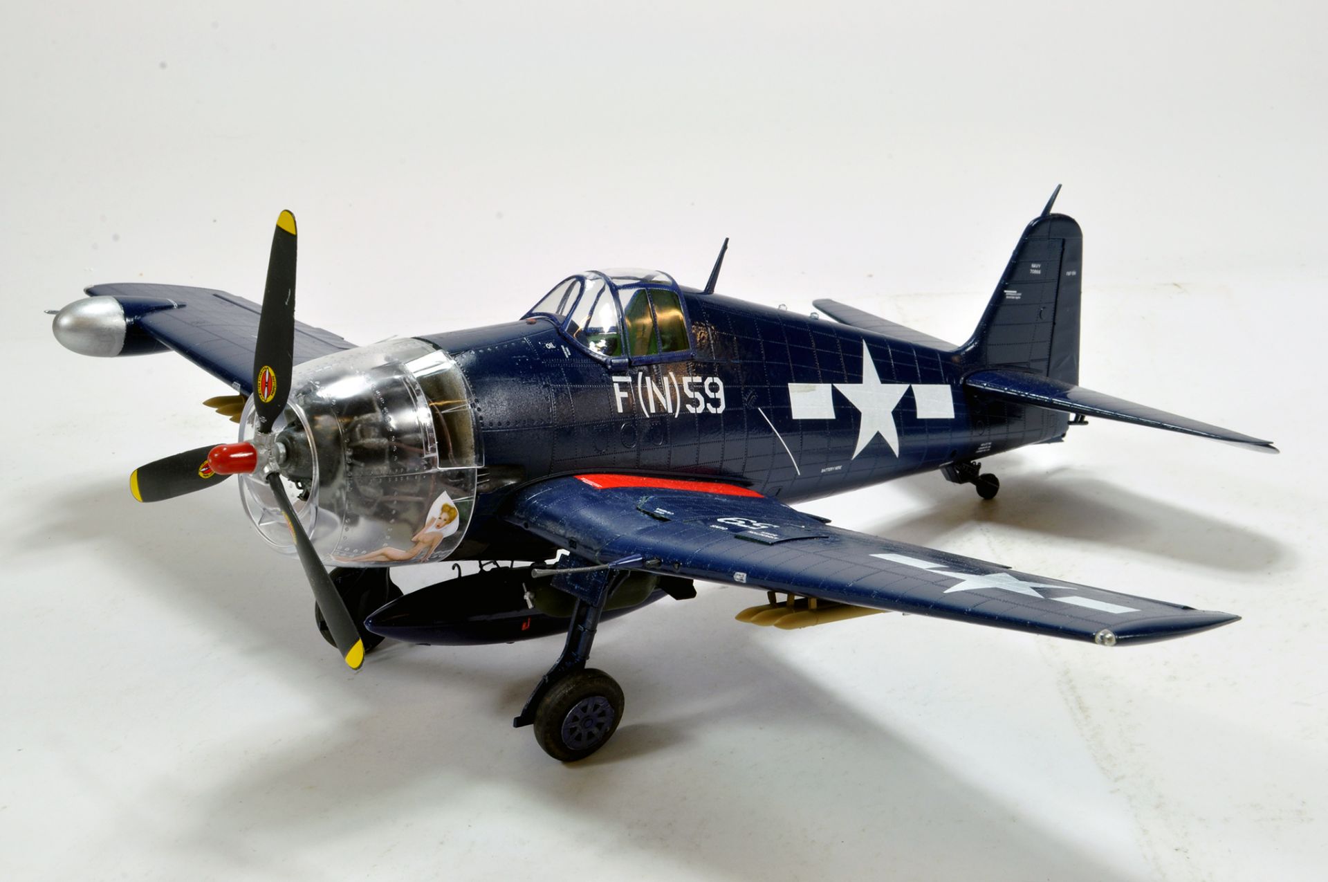 Handbuilt Plastic Impressive Aircraft Model comprising Grumman F6F 5N Hellcat.