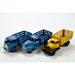 Dinky Trio of Diecast Commercial Issues comprising Ford Stake Truck (repainted), Market Gardeners