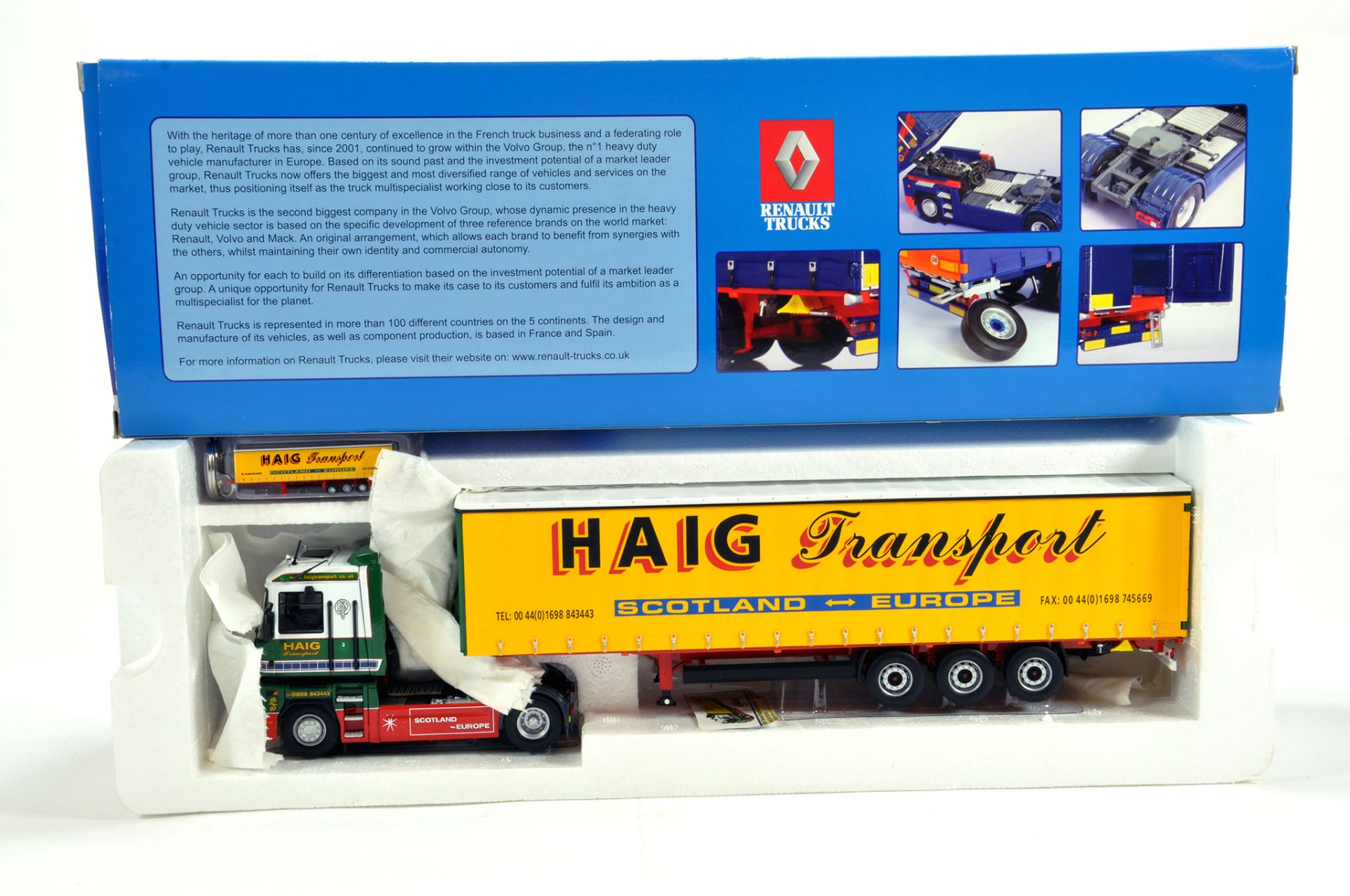 Universal Hobbies 1/50 Diecast Truck Issue Comprising Renault Curtainside in Livery of HAIG