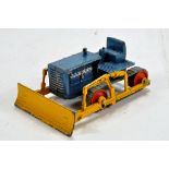Benbros Qualitoys diecast Bulldozer with metallic blue body, orange wheels, yellow blade