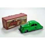 Wells Brimtoy No. 9/43 clockwork Lincoln Zephyr with green plastic body. Rare issue is generally E