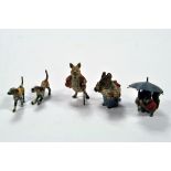 A interesting lot of metal figures comprising rare Beatrix Potter issues. Cold painted Bronze