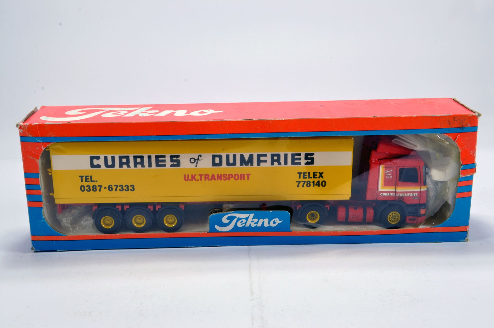Tekno 1/50 Diecast Truck Issue Comprising DAF 95 Box Trailer in Livery of Curries of Dumfries. E