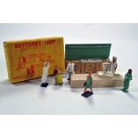 Crescent Set No. 1230 The Butchers Shop comprising Complete set of Wooden Unit with Tin Back Wall,