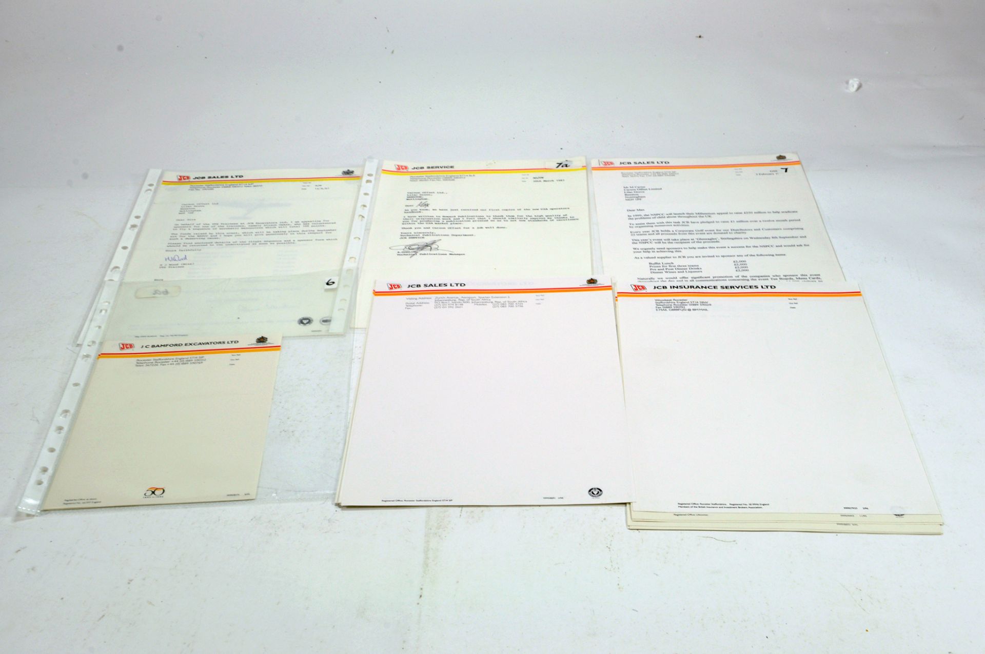 Interesting group of original JCB letters to the original producers of JCB literature and manuals,