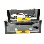 Chrono 1/18 diecast duo comprising Lotus issues. Some repair needed on one otherwise E in Boxes. (