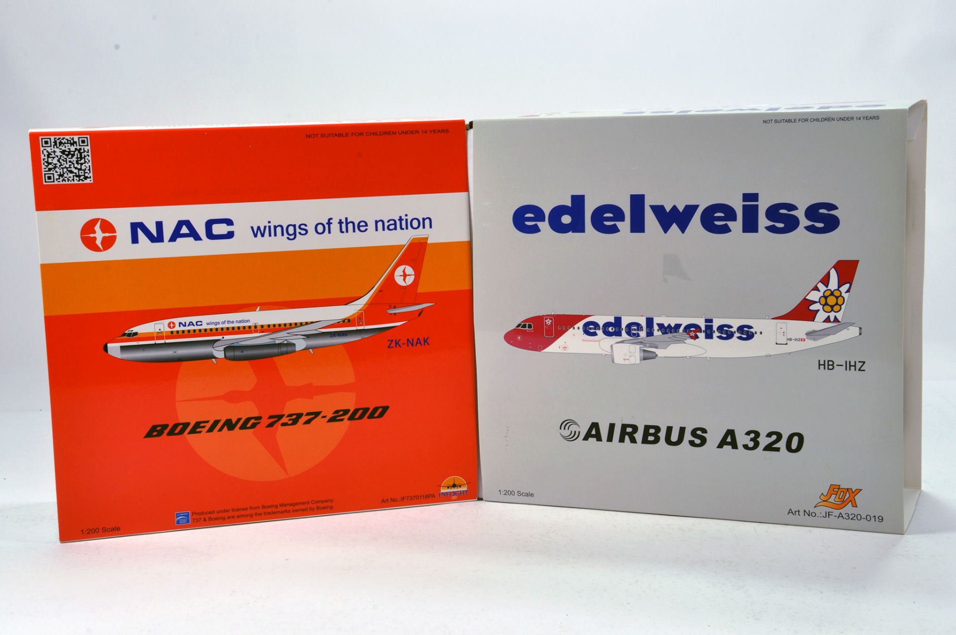 Inflight Models 1/200 Diecast Aircraft Models comprising Boeing 737-200 NAC plus Airbus A320