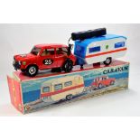 Extremely Scarce Mister P (Greece) Large Scale Battery Operated Mini Cooper with Caravan. Displays