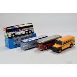 An selection of Tin Litho Plate Toys comprising Greyhound Bus and others. Rare issues. Some