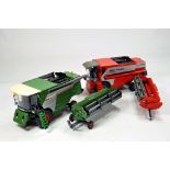 Siku 1/32 Combine Harvester Duo comprising Fendt and Massey issues. Massey has repair to header. (