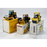 Construction Diecast Trio comprising CAT Soil Compactor, Hanomag wheel loader, Bomag Roller. NZG