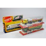 Duo of Majorette 3000 Series Truck Sets. Plus Corgi Mercedes Fridge Truck. Generally NM in Boxes. (