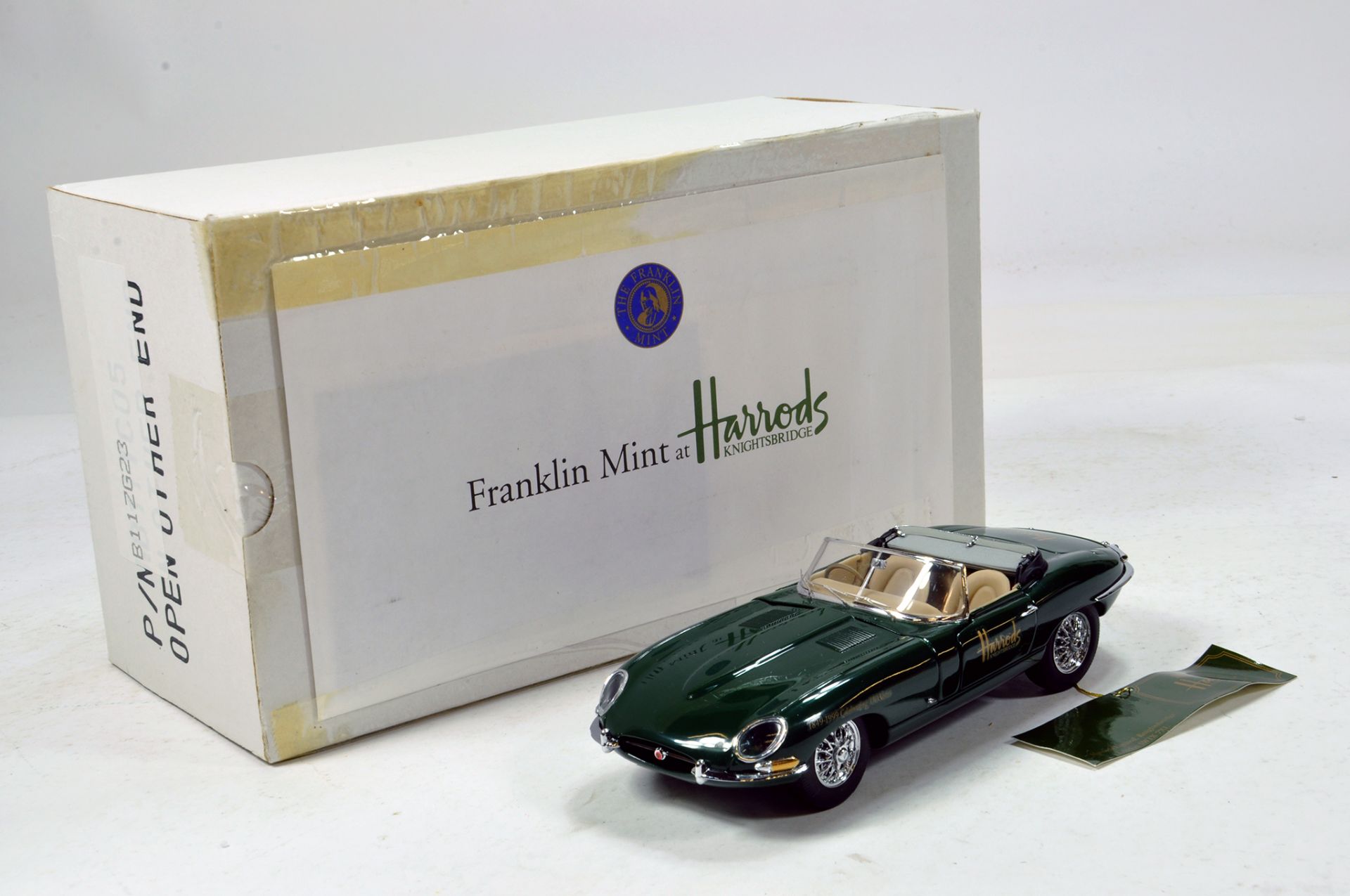 Franklin Mint 1/24 Harrods Special Edition Jaguar XKE Roadster. Impressive highly detailed piece