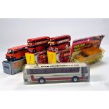 Diecast bus assortment from various makers including Lone Star Routemasters, Tootsie Toy and others.