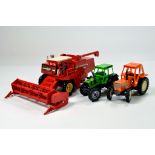 Britains 1/32 Farm Trio comprising Combine and tractor duo. Generally G to VG. (3)