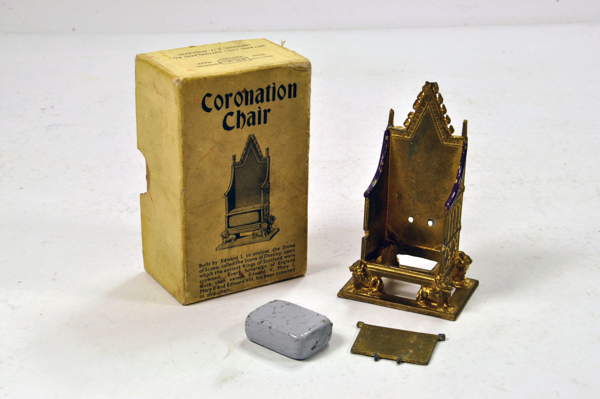 Britains Set No. 86D Coronation Chair. Complete. Generally G with box.