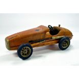 An interesting bespoke built (wooden) open seater Racing Car. Large Scale.