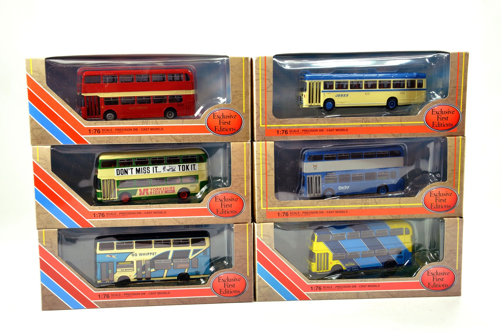 EFE 1/76 diecast Bus group comprising various issues. Generally NM to M in Boxes. (6)