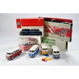 A group of misc toys including VW Camper Vans plus unusual Plastic Norev Marly Ambulance plus