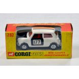 Corgi Whizwheels No. 282 Mini Cooper in White with racing trim. NM in Box.
