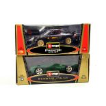 Burago 1/18 diecast duo comprising Porsche GT3 plus Ferrari 456 GT issues. E to NM in Boxes. (2)