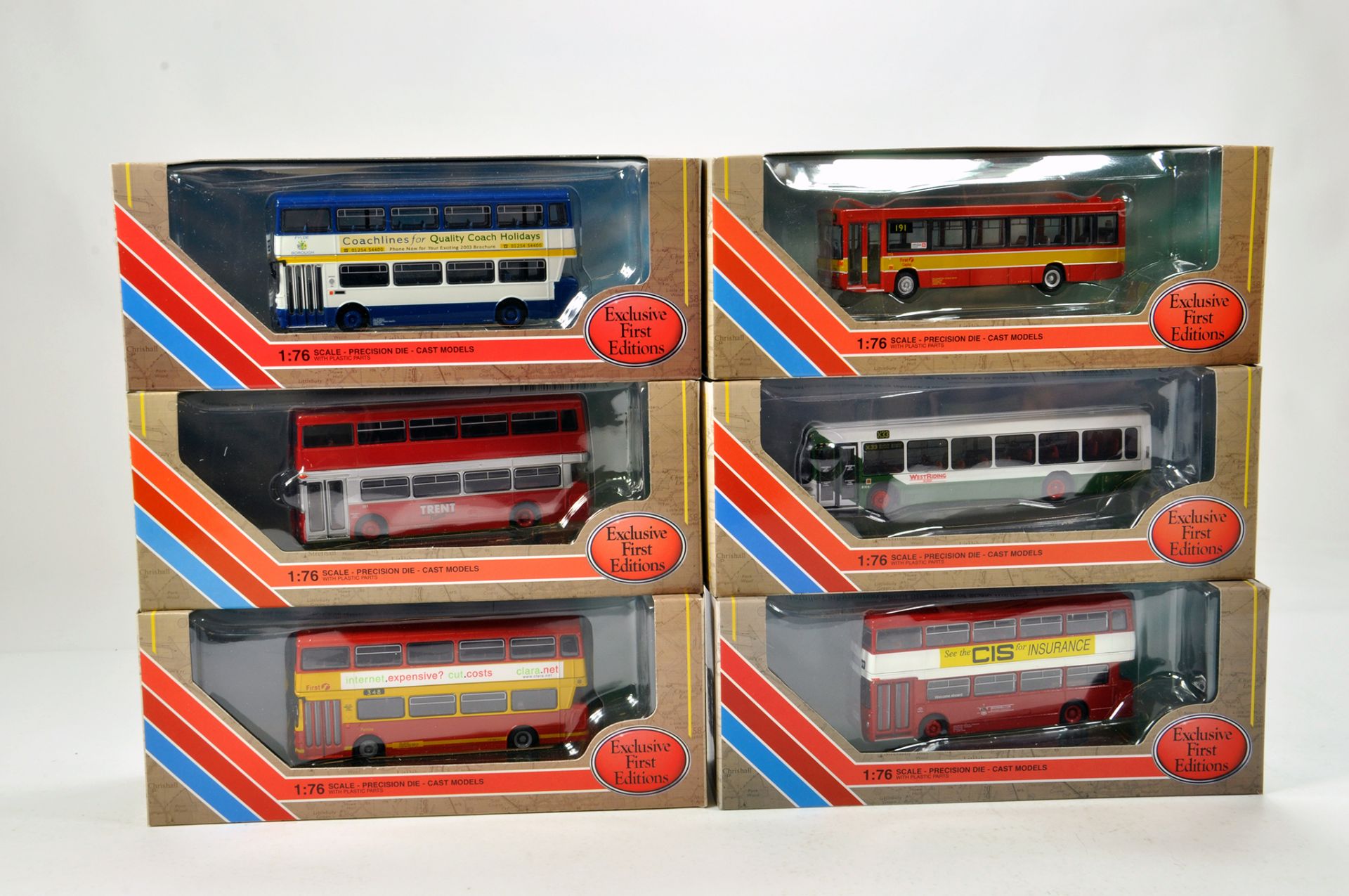 EFE 1/76 diecast Bus group comprising various issues. Generally NM to M in Boxes. (6)