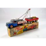 Extremely Scarce Chinese Original Tin Plate Toy comprising Light Crane and Trailer with Magnetic