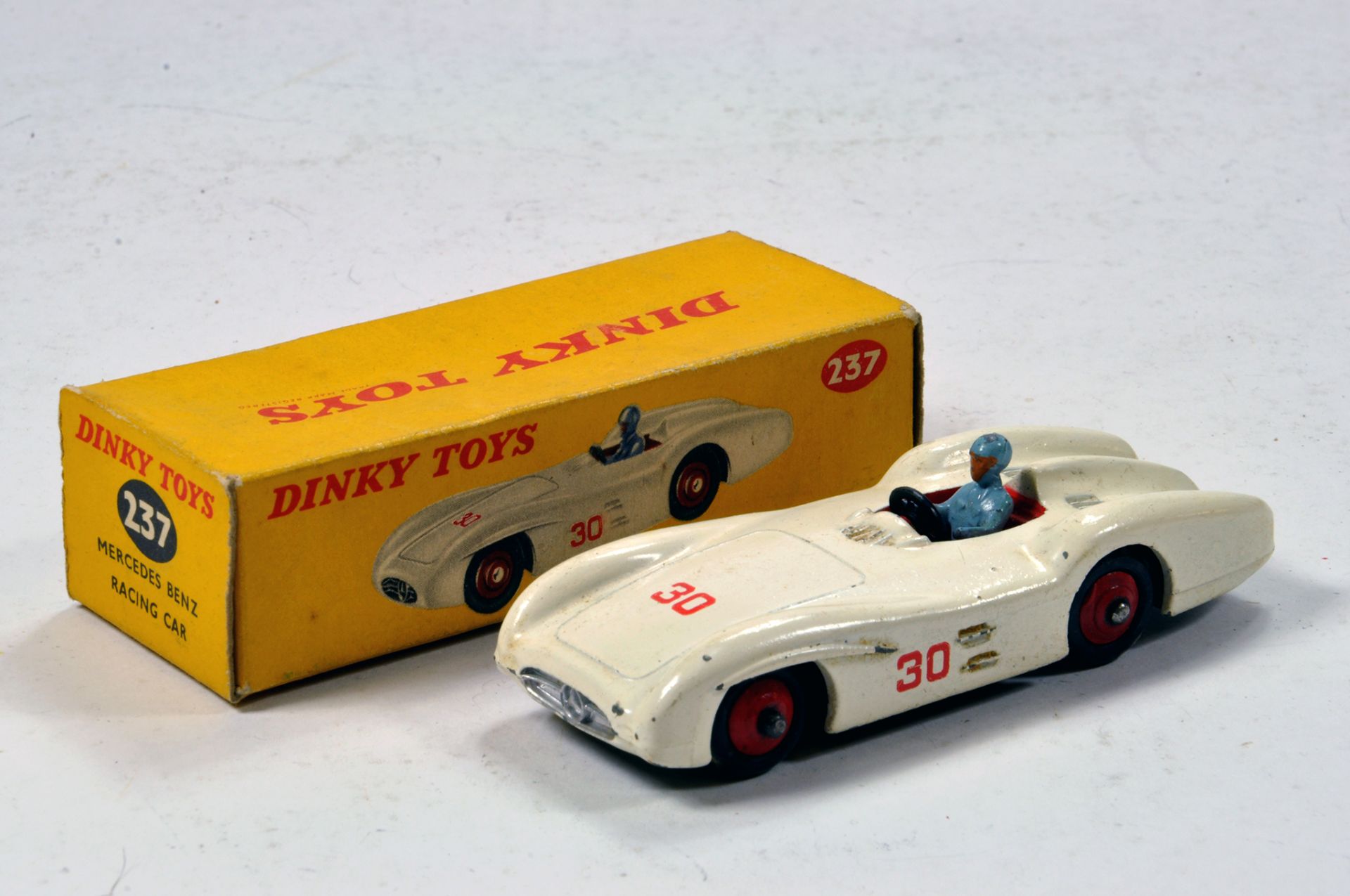 Dinky No. 237 Mercedes Racer with white body. VG in VG Box.