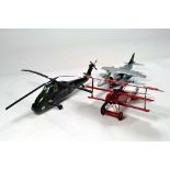 A trio of plastic hand built aircraft models comprising various issues in different scales. 1/72 and