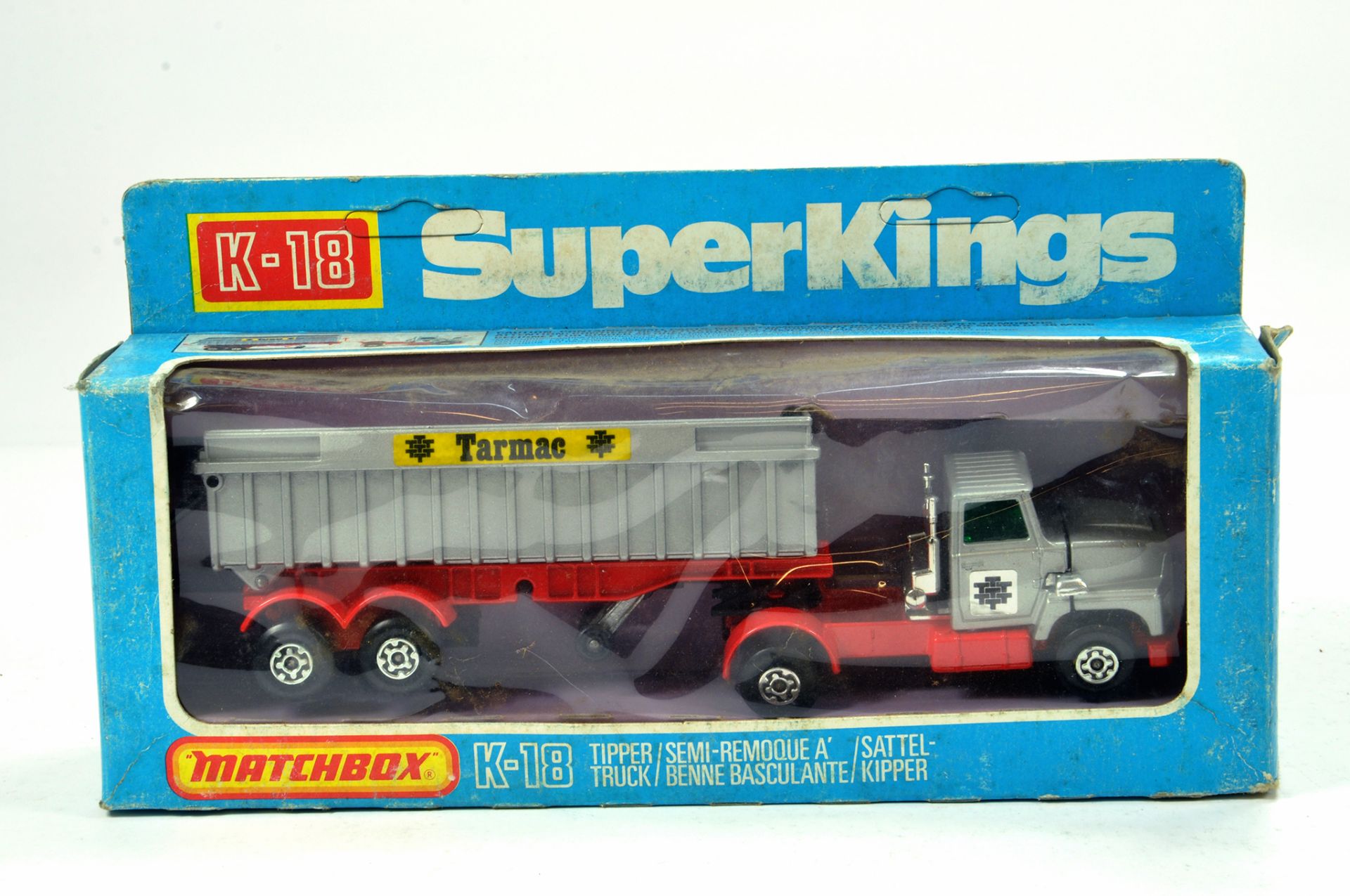 Matchbox Superkings No. K-18 Ford Tractor and Dump Trailer. E to NM in VG Box.