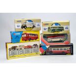 A group of diecast bus models from various makers, Solido, Corgi, EFE etc plus Classic Car Set. NM