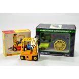 Dinky Conveyencer Forklift plus Ertl John Deere Waterloo Boy Tractor. NM in Boxes. (2)