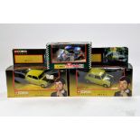 Corgi Diecast Mini trio comprising Mr Bean issues and racing issue. NM in Boxes. (3)
