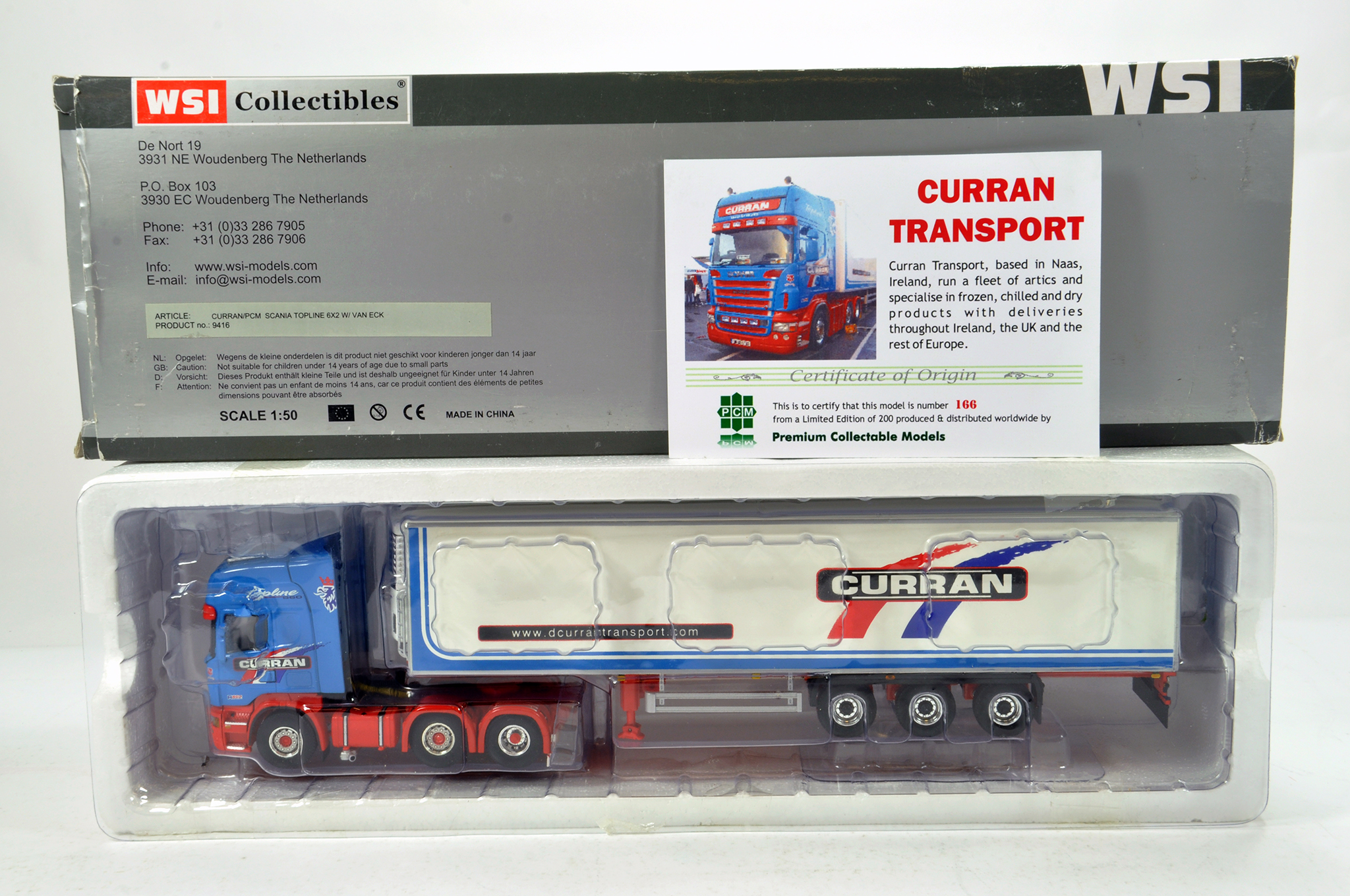 WSI 1/50 Diecast Precision Truck Issue comprising Scania Topline with Curtain Trailers in livery