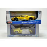 Maisto 1/18 diecast comprising Ford GT and Welly Lotus. E to NM in Boxes.