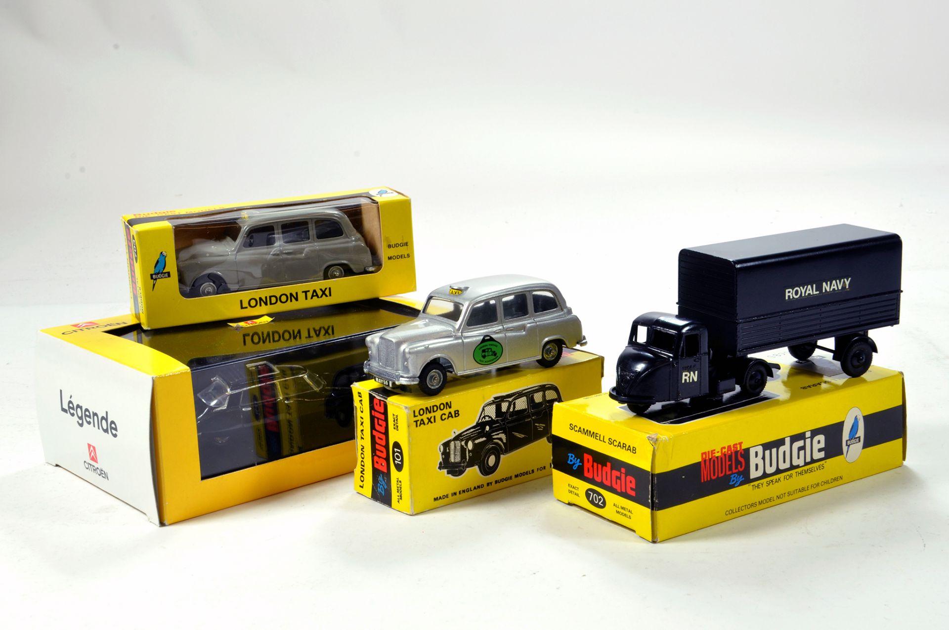 Interesting diecast group comprising mainly Budgie including promotional taxi issues, Scammell and