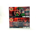 Airfix duo of plastic kits comprising Beam Engine and Steam Loco. Complete. (2)