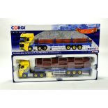 Corgi 1/50 diecast truck issue comprising No. CC15811 Mercedes Benz Actros Flatbed Trailer in livery