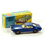 Corgi No. 264 Oldsmobile Toronado with blue body, pale cream interior, chrome trim and cast hubs.