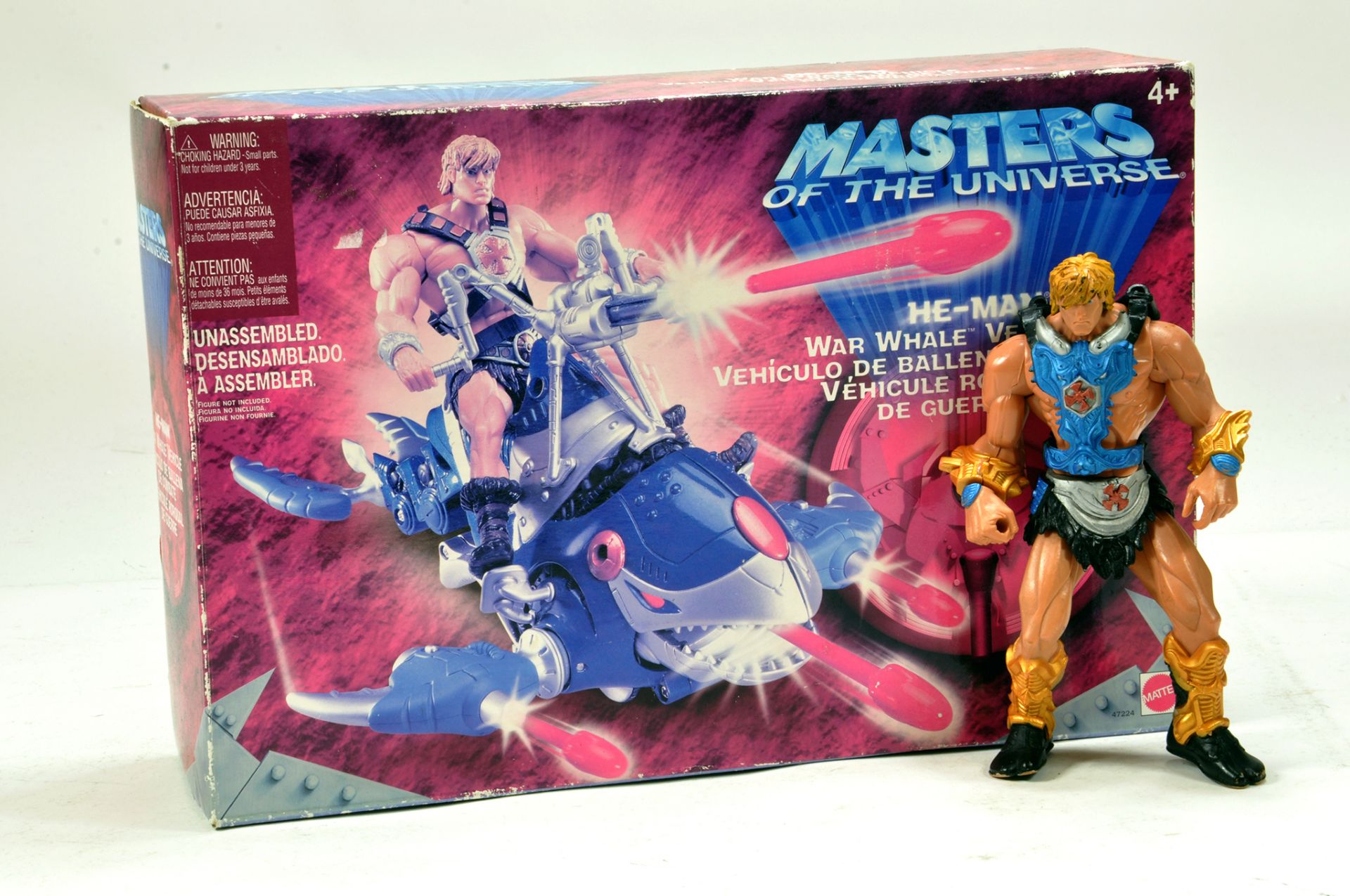 He-Man Masters of the Universe War Whale plus Figure. E to NM.