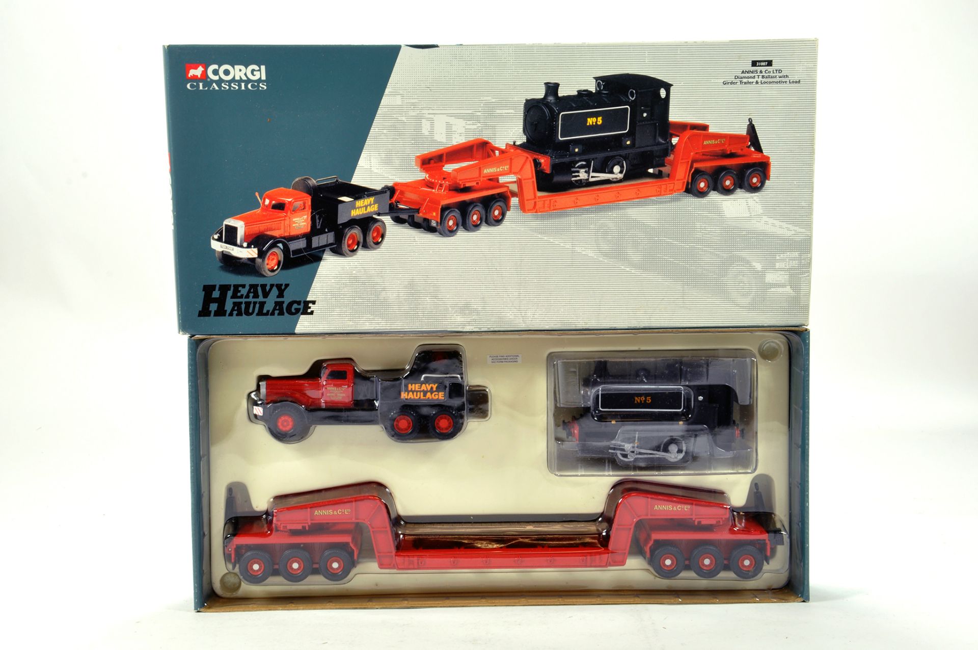 Corgi 1/50 diecast truck issue comprising No. CC31007 Diamond T Ballast, Girder Trailer and Loco