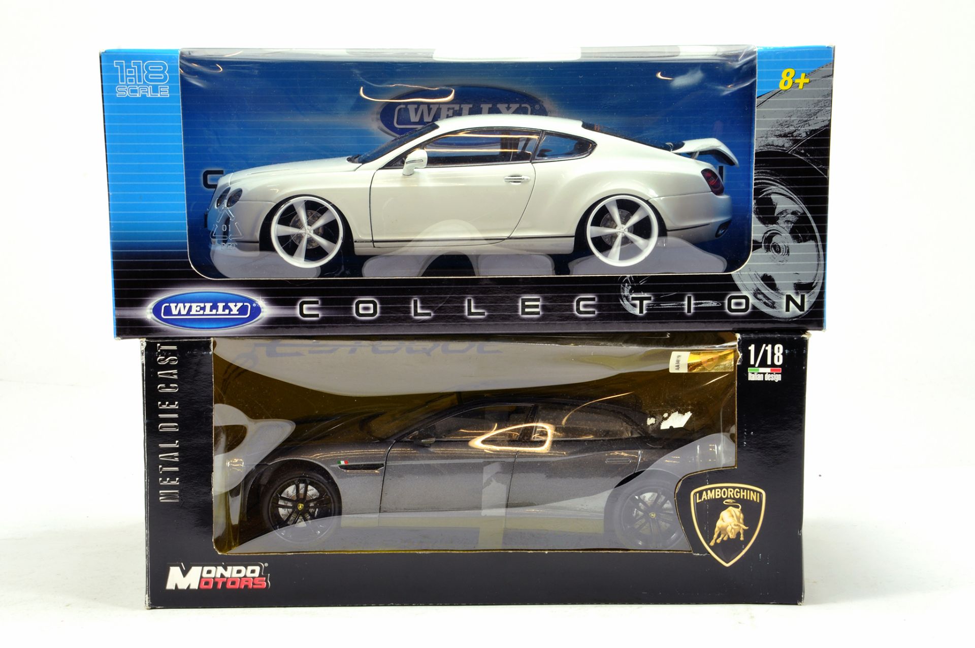 Welly 1/18 Bentley Continental plus Mondo Motors Lamborghini. E to NM in Boxes.