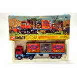 Corgi No. 1139 Chipperfields Circus Scammell Handyman Menagerie in red, blue with cast hubs, 3 x
