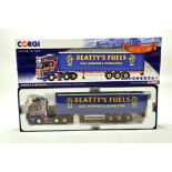 Corgi 1/50 diecast truck issue comprising No. CC13755 Scania R Curtainside in livery of Beatty's