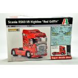 An unmade plastic Italeri Kit in 1/24 of a Scania R560 Highline Truck.