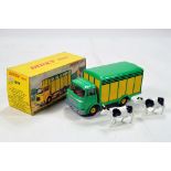 French Dinky No. 577 Berliet Cattle Truck in green and yellow with brown interior plus complete with