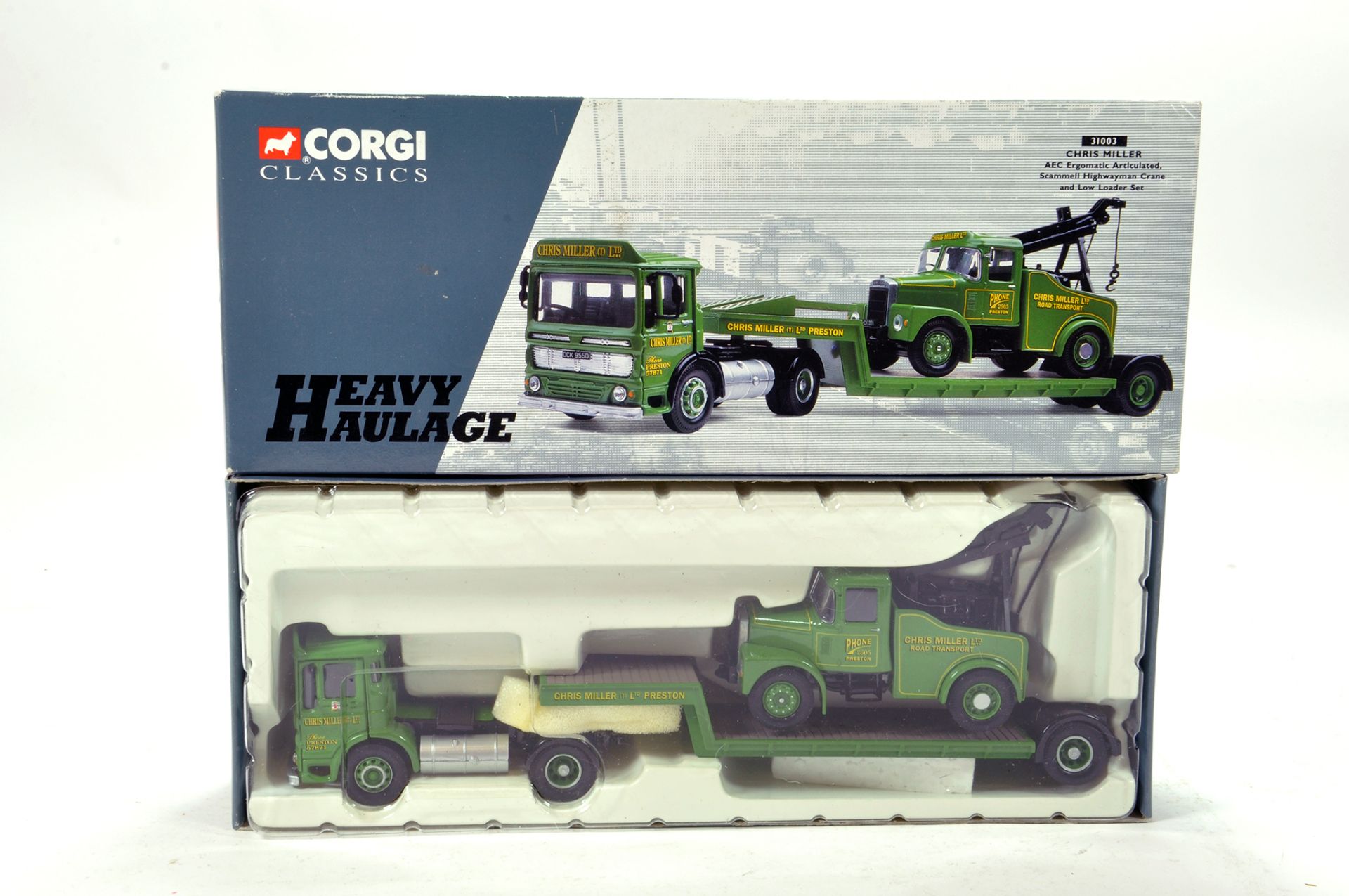 Corgi 1/50 diecast truck issue comprising No. 31003 AEC Low Loader and Scammell Breakdown in